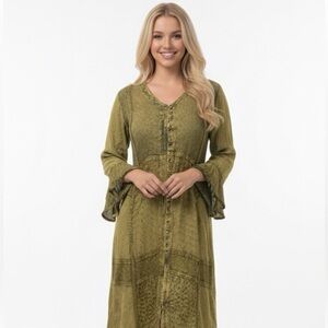 Gorgeous vintage free size boho embroidered dress